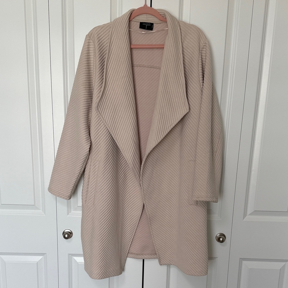 Tahari Women's Cream Ribbed Coatigan